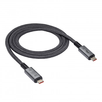 Cabo Akyga AK-USB-45 trançado USB-C para USB-C, USB4, 40 Gbit/s, 240 W, 1 m, cinzento