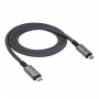 Cabo Akyga AK-USB-45 trançado USB-C para USB-C, USB4, 40 Gbit/s, 240 W, 1 m, cinzento
