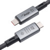 Cabo Akyga AK-USB-45 trançado USB-C para USB-C, USB4, 40 Gbit/s, 240 W, 1 m, cinzento