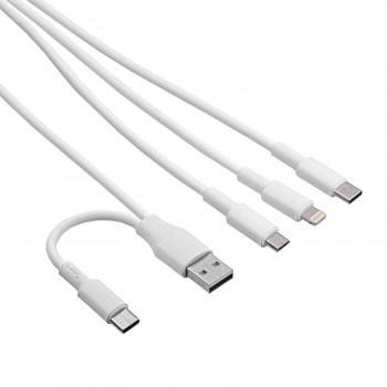 Cabo Akyga AK-USB-52 USB-A + USB-C para Micro-USB + USB-C + Lightning, 1,2 m