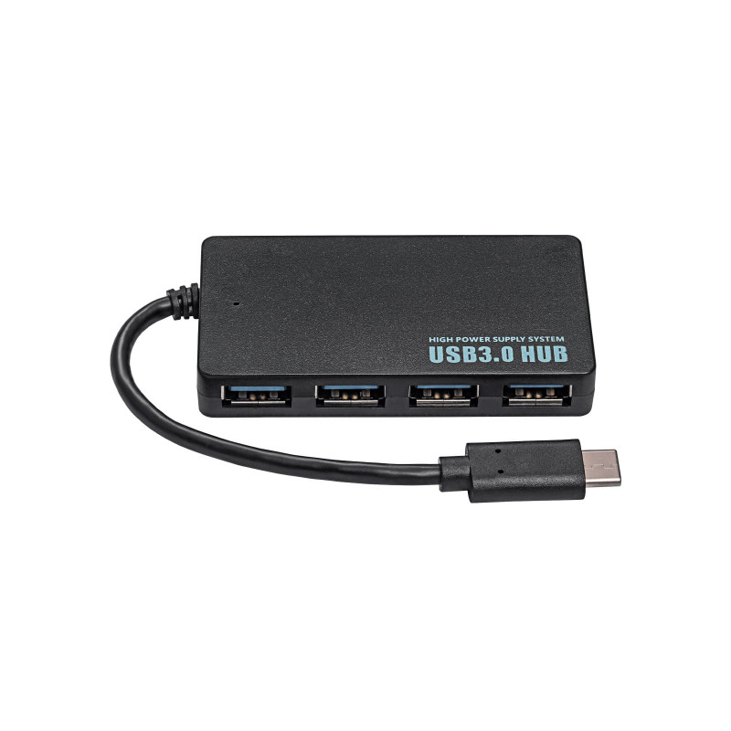 Hub USB-C ativo Akyga AK-AD-52, USB-C (M) para 4x USB-A (F), USB 3.1, 20 cm