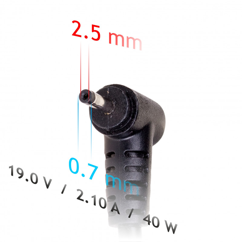 Fonte de alimentação para portátil Akyga AK-ND-23 19 V / 2,1 A, 40 W, 2,5 x 0,7 mm, 1,2 m, para ASUS