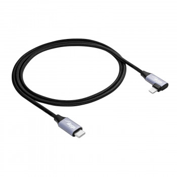 Cabo Akyga AK-USB-56 trançado USB-C para Lightning com ficha angular, USB 2.0, 30 W, 1 m, preto