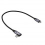 Cabo Akyga AK-USB-53 trançado USB-C para USB-C com ficha angular, USB 2.0, 60 W, 0,3 m, preto