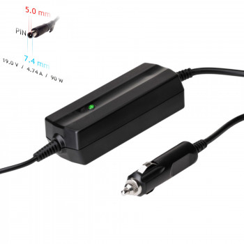 Fonte de alimentação para portátil de automóvel Akyga AK-ND-32 19 V / 4,74 A, 90 W, 7,4 x 5,0 mm + pino, para HP