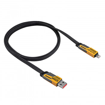 Cabo Akyga AK-USB-57 trançado 4-em-1 USB-A/USB-C para USB-C/Lightning, USB 2.0, 65 W, 1 m, cinzento