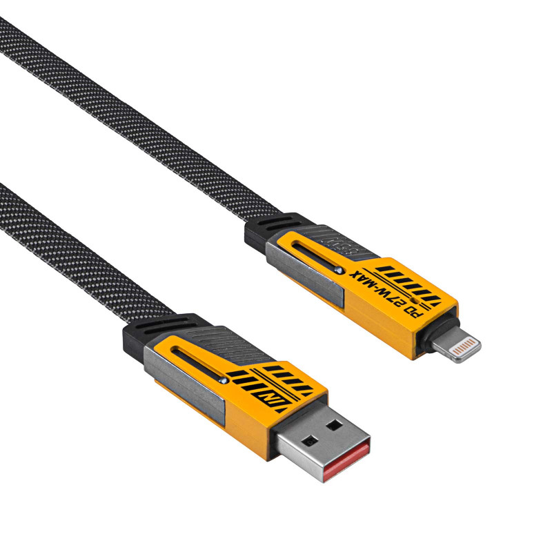 Cabo Akyga AK-USB-57 trançado 4-em-1 USB-A/USB-C para USB-C/Lightning, USB 2.0, 65 W, 1 m, cinzento