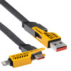 Cabo Akyga AK-USB-57 trançado 4-em-1 USB-A/USB-C para USB-C/Lightning, USB 2.0, 65 W, 1 m, cinzento