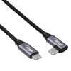 Cabo Akyga AK-USB-54 trançado USB-C para USB-C com ficha angular, USB 2.0, 60 W, 1 m, preto