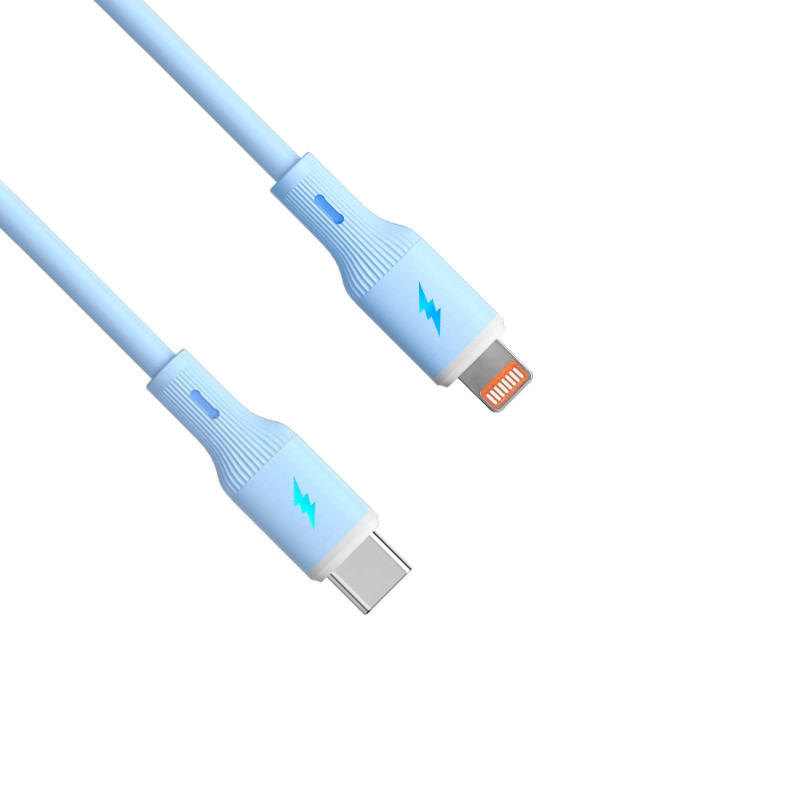 Cabo de silicone Akyga AK-USB-72 USB-C para Lightning, USB 2.0, 30 W, 1 m, azul