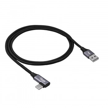 Cabo Akyga AK-USB-74 trançado USB-A para USB-C angular, USB 2.0, 60 W, 1 m, preto