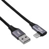 Cabo Akyga AK-USB-74 trançado USB-A para USB-C angular, USB 2.0, 60 W, 1 m, preto