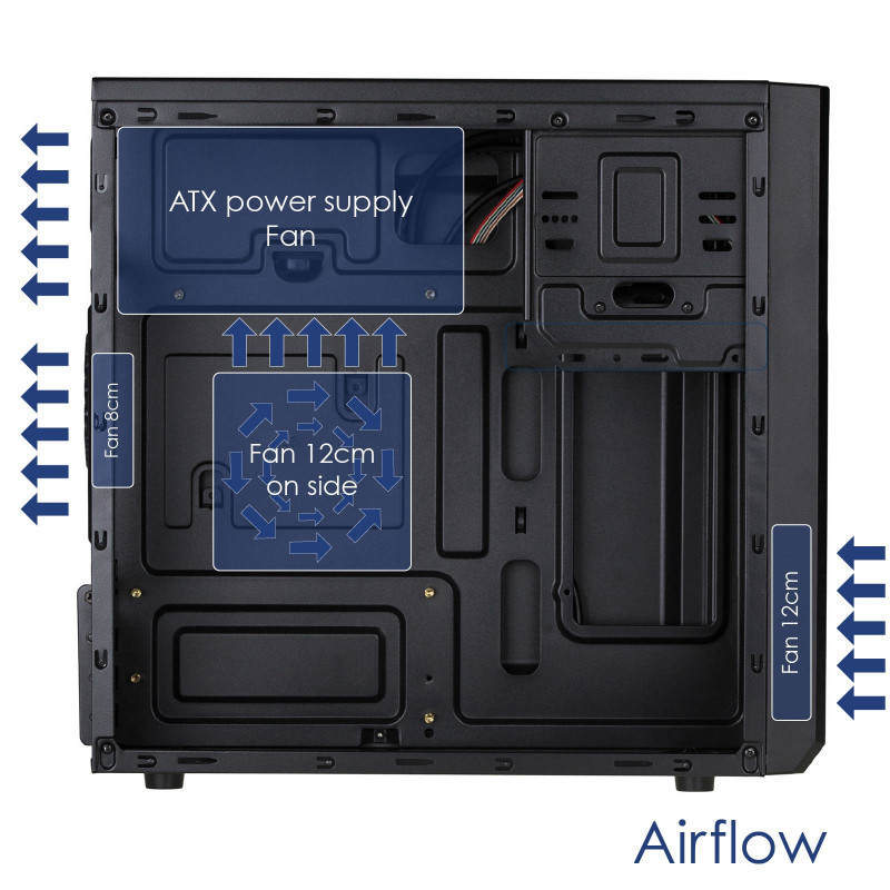 Caixa Micro-ATX Akyga AK17BK, 2x USB 3.0, sem fonte de alimentação, preto