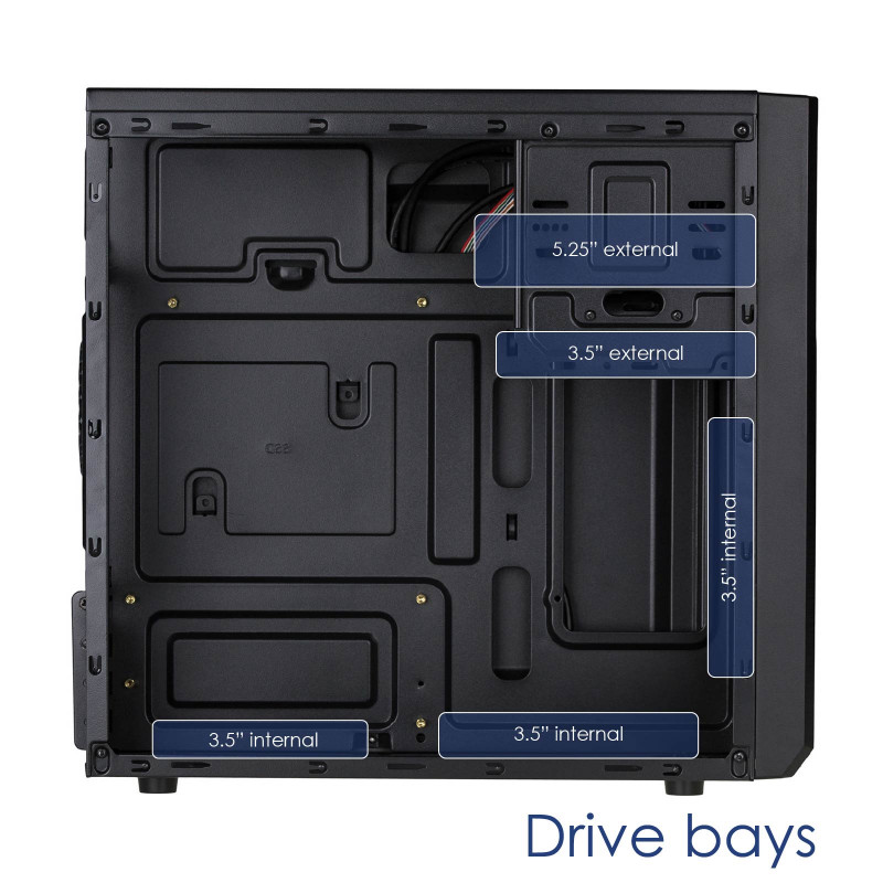 Caixa Micro-ATX Akyga AK17BK, 2x USB 3.0, sem fonte de alimentação, preto