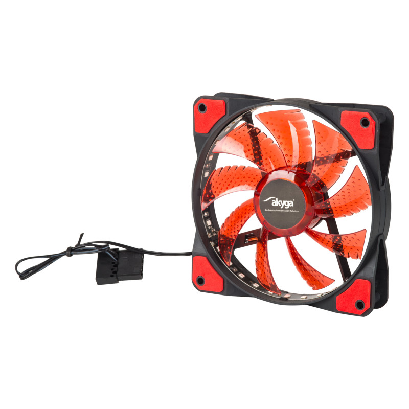 Ventoinha de caixa Akyga AW-12E-BR 120 mm, 33 LEDs vermelhos, Molex, preto