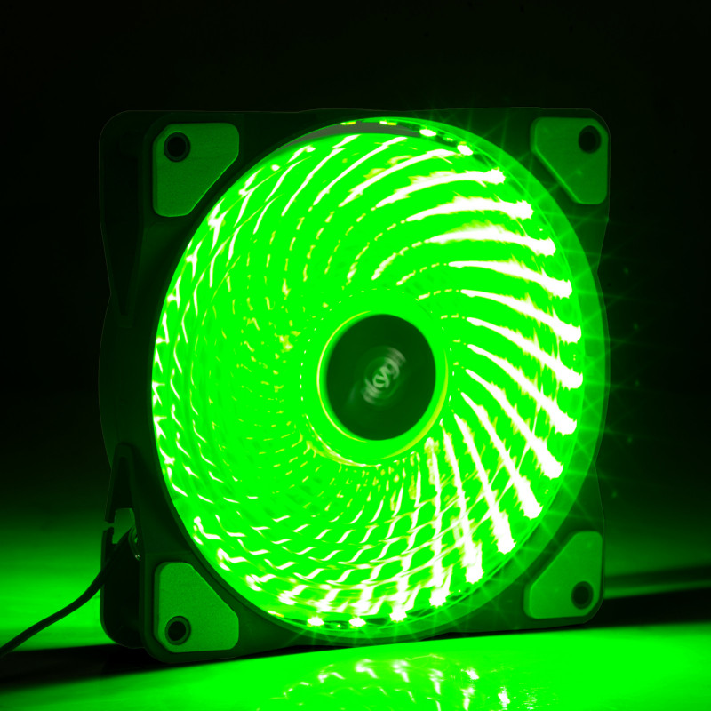 Ventoinha de caixa Akyga AW-12E-BG 120 mm, 33 LEDs verdes, Molex, preto