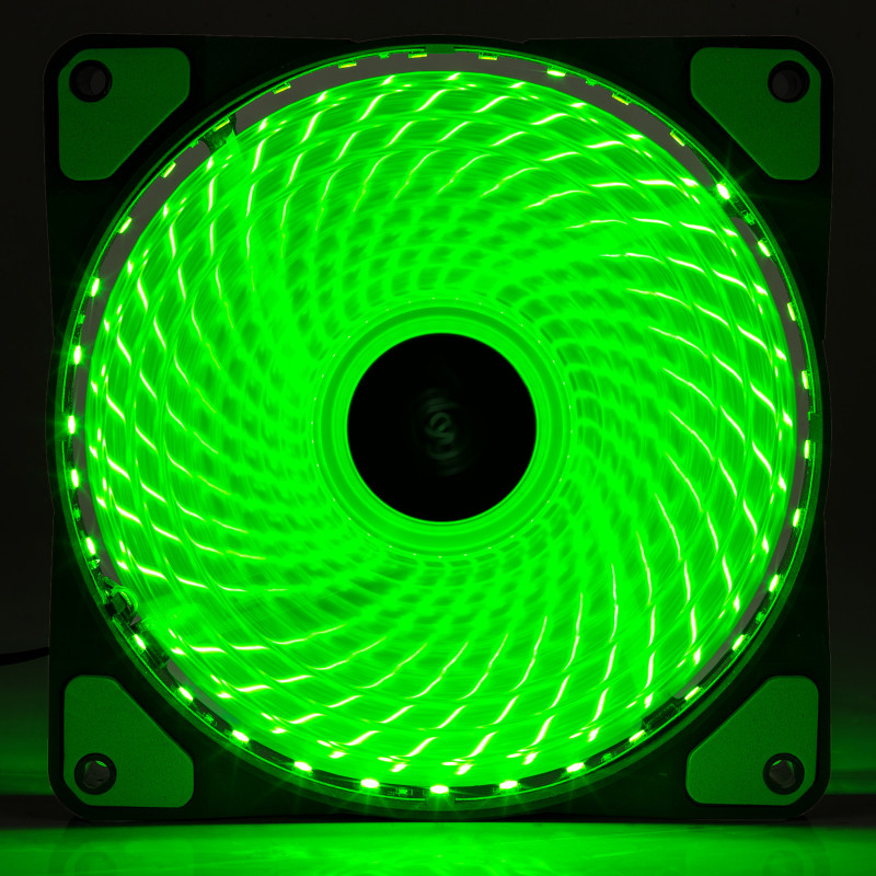 Ventoinha de caixa Akyga AW-12E-BG 120 mm, 33 LEDs verdes, Molex, preto