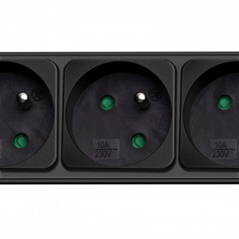 Régua de tomadas com proteção contra sobretensão Akyga AK-SP-05B, 5x tomadas francesas CEE 7/5 (tipo E), interruptor, 3 m, preto