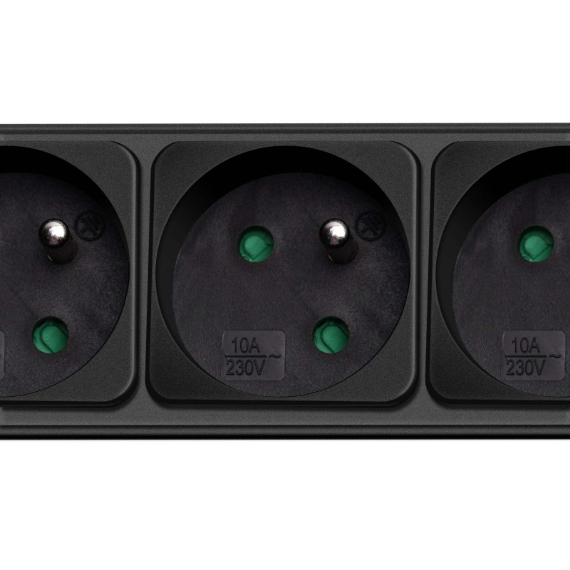 Régua de tomadas com proteção contra sobretensão Akyga AK-SP-05B, 5x tomadas francesas CEE 7/5 (tipo E), interruptor, 3 m, preto