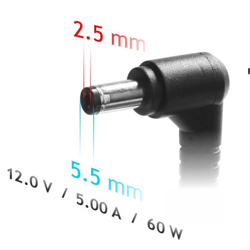Fonte de alimentação Akyga AK-ND-30 12 V, 5 A, 60 W, 5,5 x 2,5 mm, para Mini-PC / LED, 1,2 m
