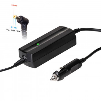 Fonte de alimentação para portátil de automóvel Akyga AK-ND-36 19 V / 4,74 A, 90 W, 5,5 x 2,5 mm, para ASUS / Toshiba