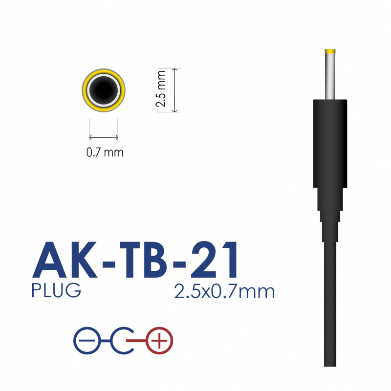 Fonte de alimentação universal Akyga AK-TB-21 5 V / 2 A 10 W, DC 2,5 x 0,7 mm, 1,5 m, preto
