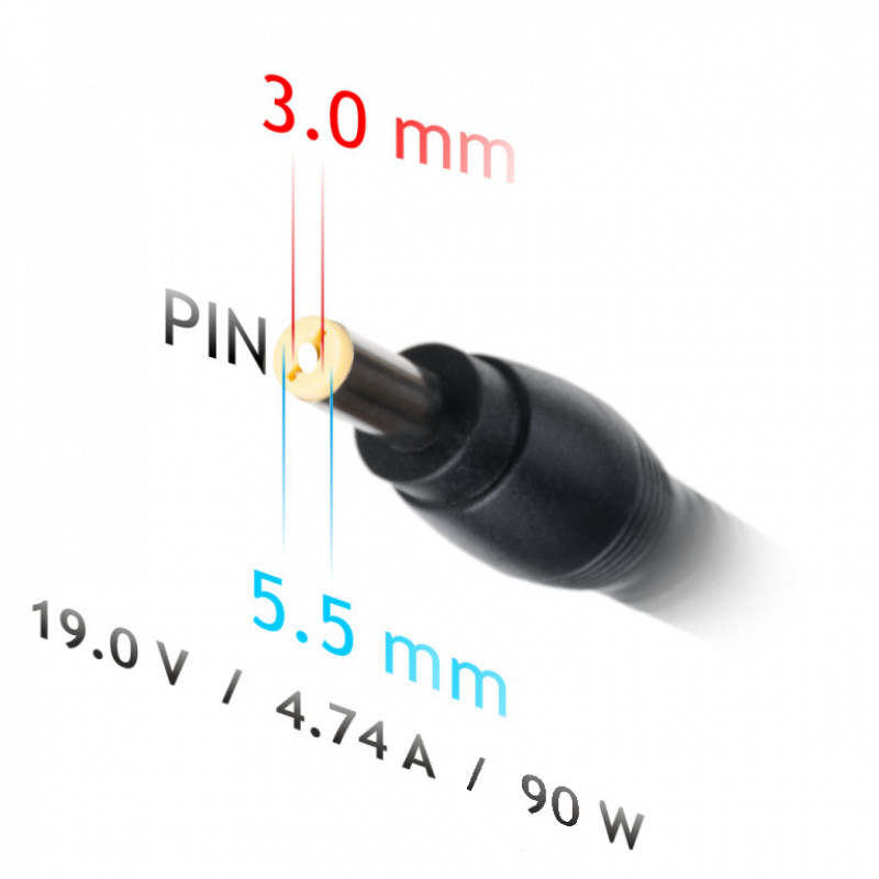 Fonte de alimentação para portátil de automóvel Akyga AK-ND-37 19 V / 4,74 A, 90 W, 5,5 x 3,0 mm + pino, para Samsung