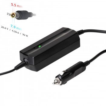 Fonte de alimentação para portátil de automóvel Akyga AK-ND-39 20 V / 4,5 A, 90 W, 7,9 x 5,5 mm + pino, para Lenovo