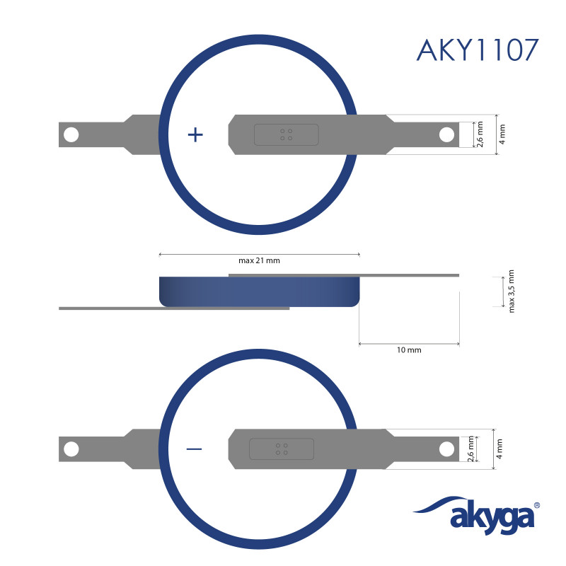 Akyga AKY1107 pilha de lítio CR2032 ST2N 3 V 210 mAh com 2 pinos (THT)
