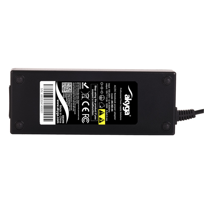Akyga AK-ND-44 fonte de alimentação para portátil 19 V / 6,3 A, 120 W, 5,5 x 2,5 mm, 1,2 m