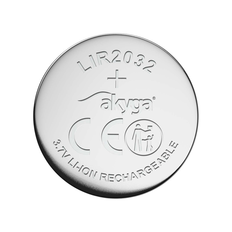 Akyga UltraCoin AKY1707 pilha de botão Li-Ion recarregável LIR2032 3,7 V 70 mAh