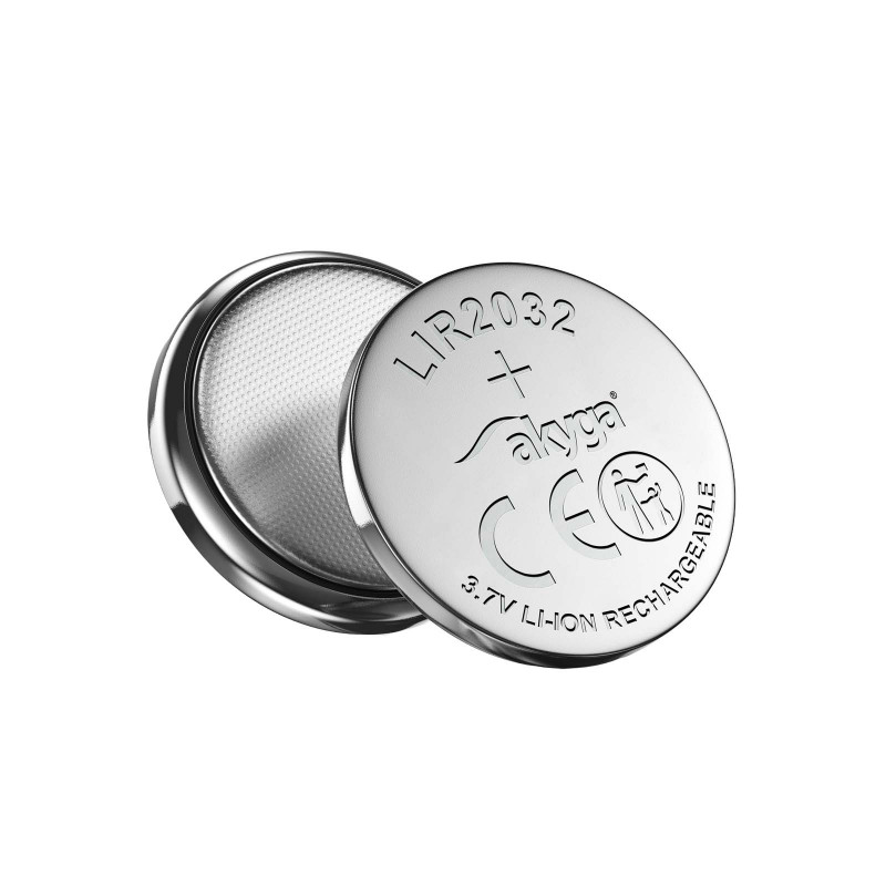 Akyga UltraCoin AKY1707 pilha de botão Li-Ion recarregável LIR2032 3,7 V 70 mAh