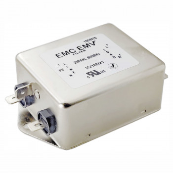 Akyga EN2080-1-F filtro de rede EMC monofásico 1 A, 120–250 V AC, 50/60 Hz, conectores de 6,3 mm