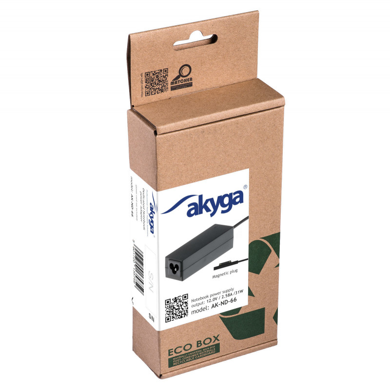 Akyga AK-ND-66 fonte de alimentação para portátil 12 V / 2,58 A, 31 W, Surface Connect, 1,2 m, para Microsoft Surface Pro 3 / Pro 4