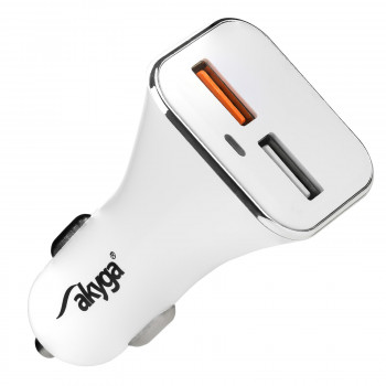 Carregador de automóvel 12/24V Akyga AK-CH-08 18W 2x USB-A Quick Charge 3.0 5-12V / 1.5-3A branco