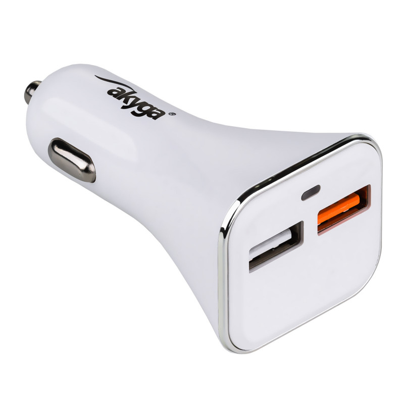 Carregador de automóvel 12/24V Akyga AK-CH-08 18W 2x USB-A Quick Charge 3.0 5-12V / 1.5-3A branco