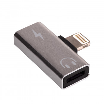 Akyga AK-AD-64 adaptador Lightning (macho) para 2x Lightning (fêmea), prateado