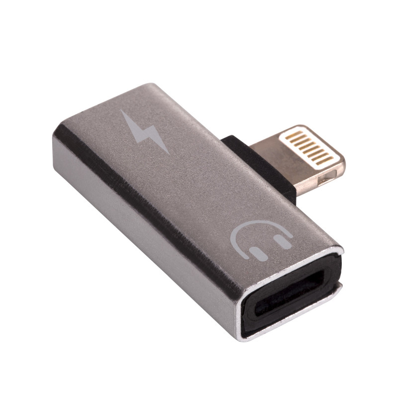 Akyga AK-AD-64 adaptador Lightning (macho) para 2x Lightning (fêmea), prateado