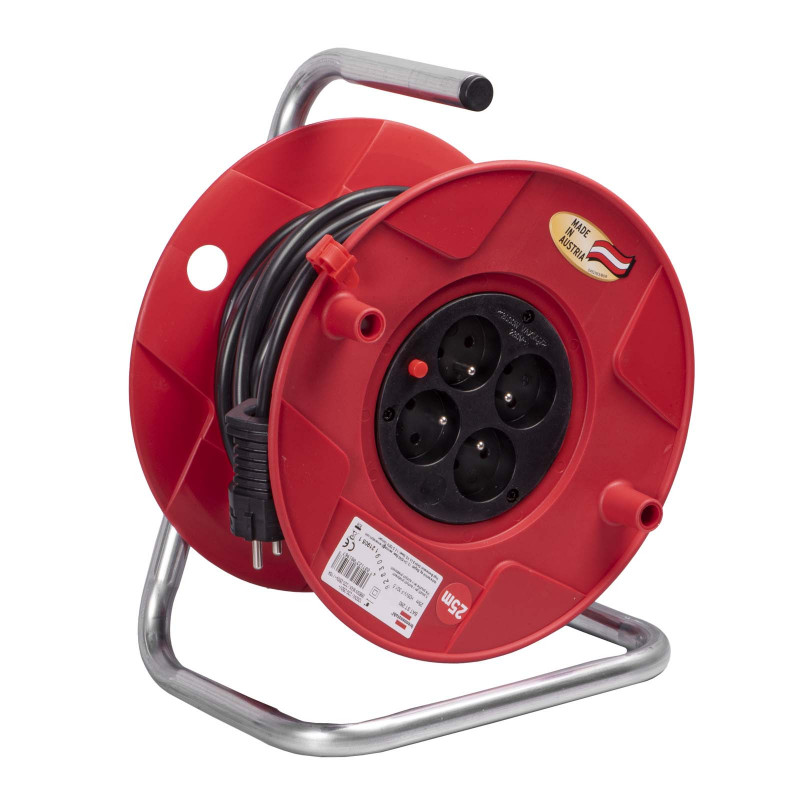 Tambor de cabo Brennenstuhl Akyga AK-CR-08, 4 tomadas, IP20, 25 m, vermelho