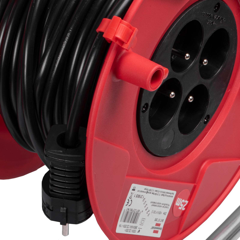 Tambor de cabo Brennenstuhl Akyga AK-CR-08, 4 tomadas, IP20, 25 m, vermelho