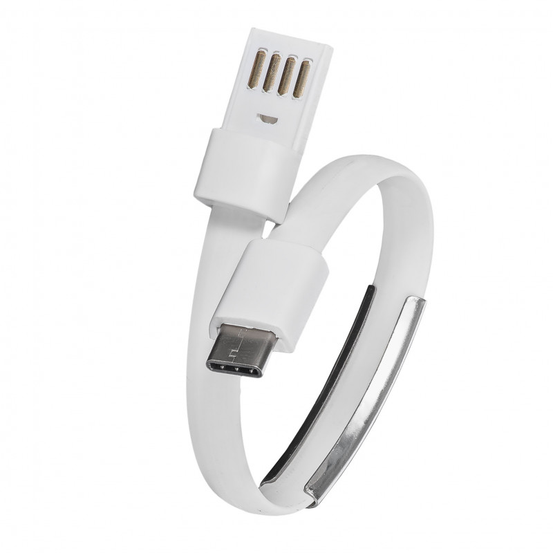 Akyga AK-AD-47 cabo USB de pulseira, USB-C (macho) / USB-A, USB 2.0, 23 cm, branco