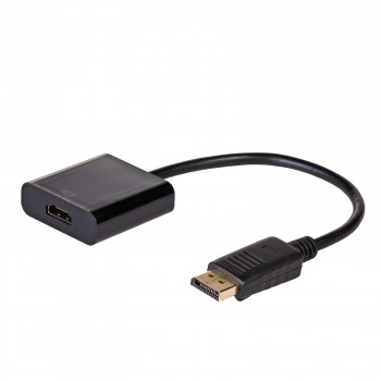 Akyga AK-AD-11 adaptador conversor com cabo DisplayPort macho para HDMI fêmea, 15 cm, preto