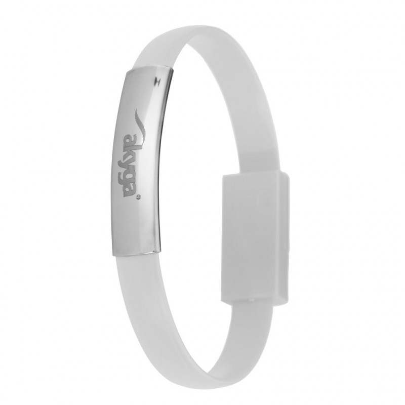 Akyga AK-AD-34 cabo USB de pulseira, Micro-USB-B (macho) / USB-A, USB 2.0, 23 cm, branco