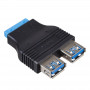 Akyga AK-CA-58 Adaptador interno de header USB 3.0 19 pinos (fêmea) para 2x USB-A 3.0 (fêmea)