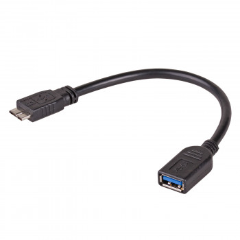Akyga AK-AD-30 Cabo adaptador OTG USB-A 3.0 (fêmea) para Micro-USB 3.0 (macho), 15 cm, preto