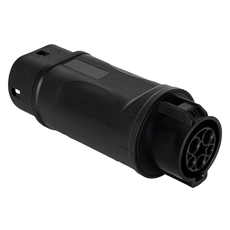 Akyga AK-SC-E09 Adaptador de carregamento para veículos elétricos Type 1 (J1772) fêmea para Type 2 (IEC 62196-2) macho, monofásico, 32 A, preto