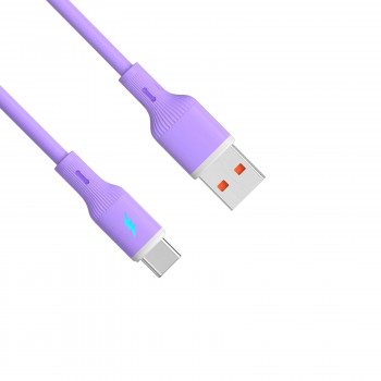 Akyga AK-USB-65 Cabo USB USB-A (macho) / USB-C (macho), USB 2.0, 18W, 1 m, roxo, silicone