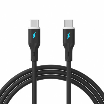 Akyga AK-USB-67 Cabo USB USB-C (macho) / USB-C (macho), USB 2.0, 60W, 1 m, preto, silicone
