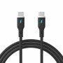 Akyga AK-USB-67 Cabo USB USB-C (macho) / USB-C (macho), USB 2.0, 60W, 1 m, preto, silicone