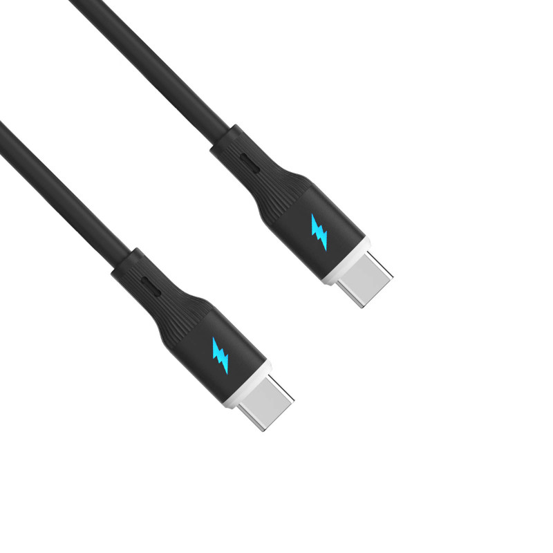 Akyga AK-USB-67 Cabo USB USB-C (macho) / USB-C (macho), USB 2.0, 60W, 1 m, preto, silicone
